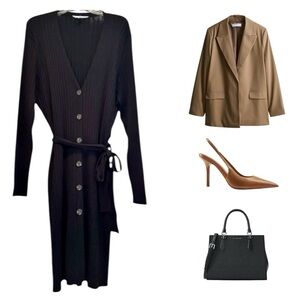 Time and Tru Ribbed Button Front Belted Cardigan Dress Size XL (16-18)